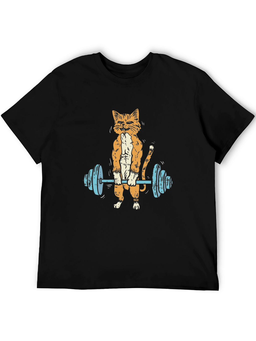 Funny Cat Lifting Barbell T-Shirt