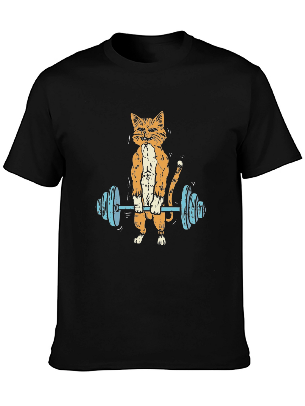 Funny Cat Lifting Barbell T-Shirt
