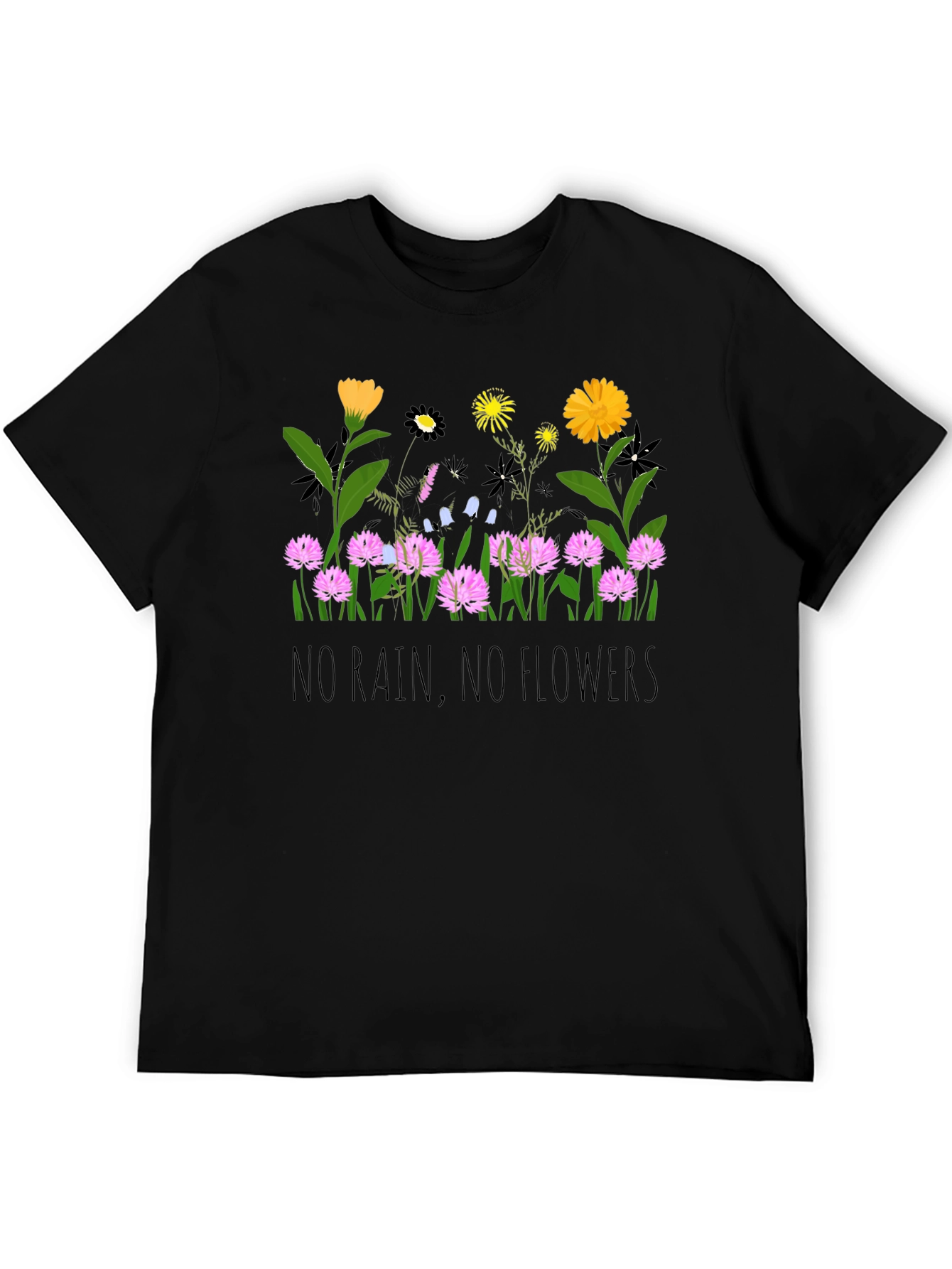 Floral Graphic Tee - No Rain No Flowers T-Shirt