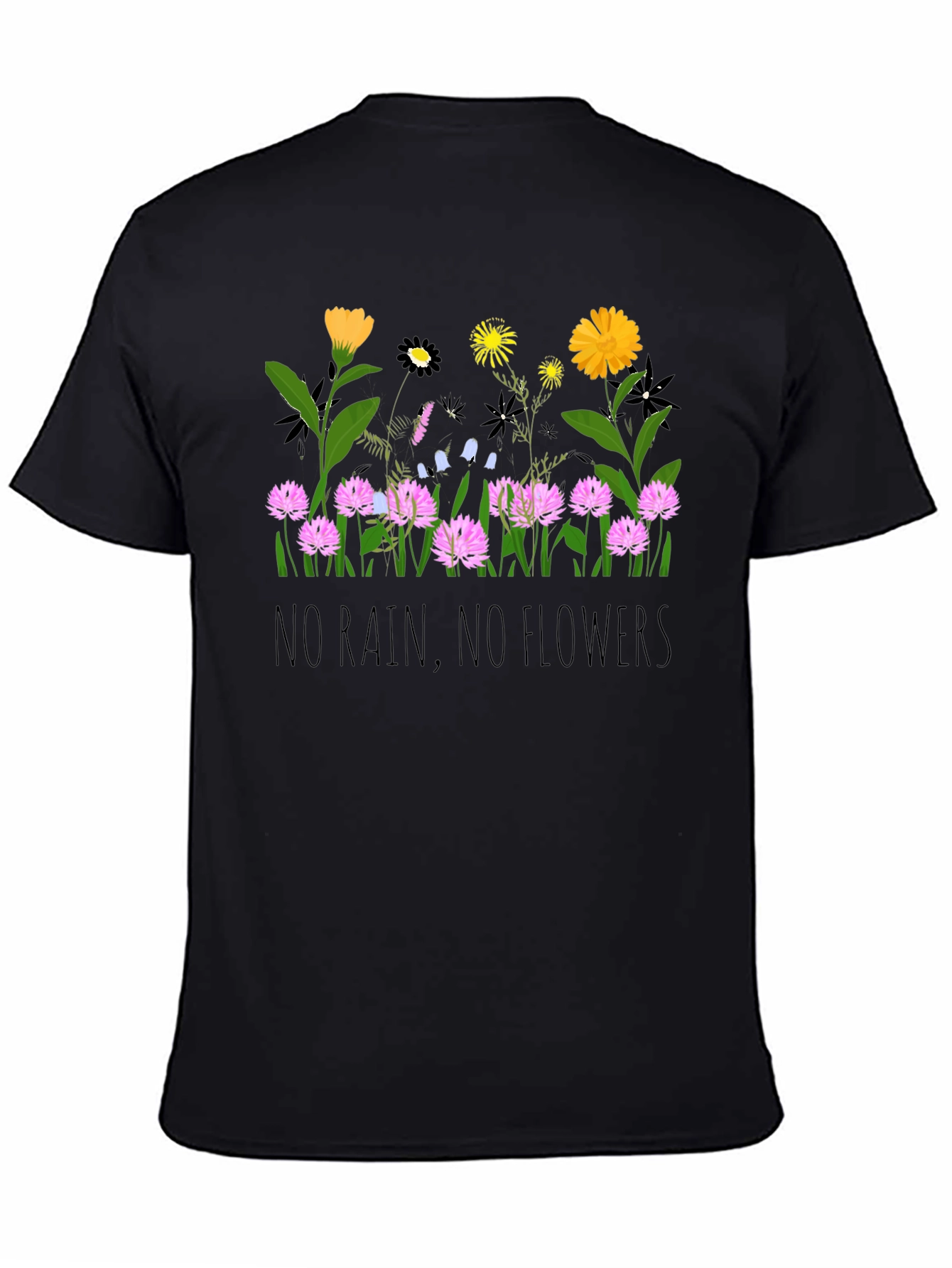 Floral Graphic Tee - No Rain No Flowers T-Shirt