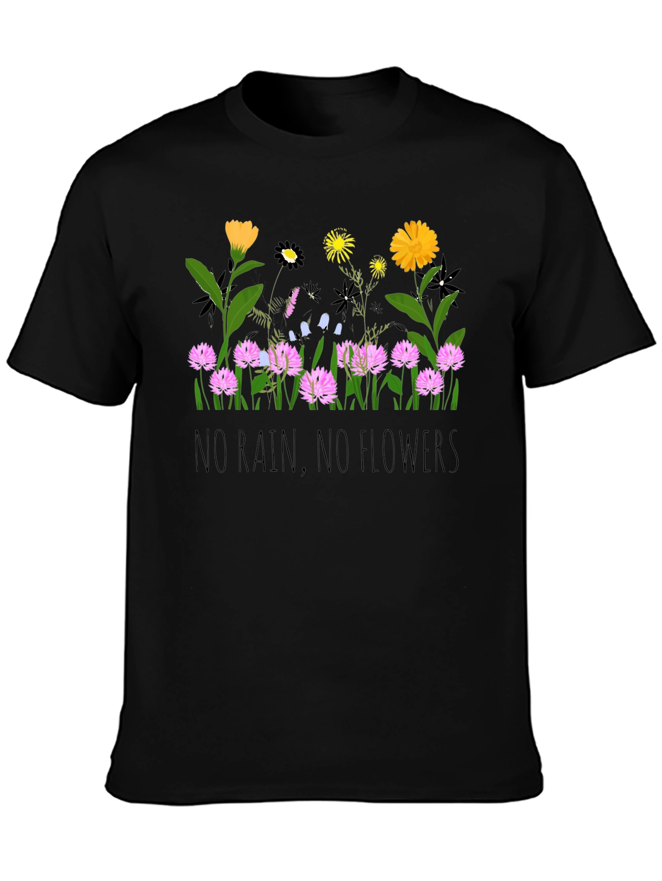 Floral Graphic Tee - No Rain No Flowers T-Shirt