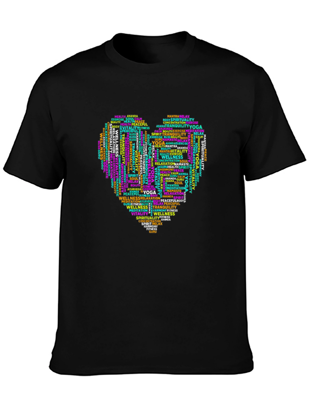 Yoga Word Art Heart T-Shirt
