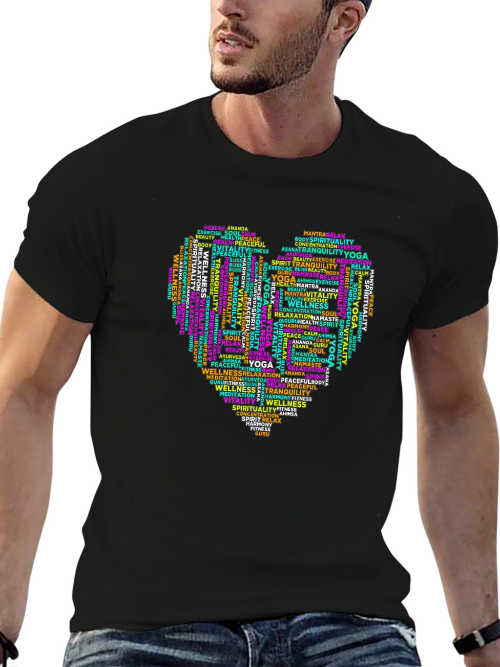Yoga Word Art Heart T-Shirt