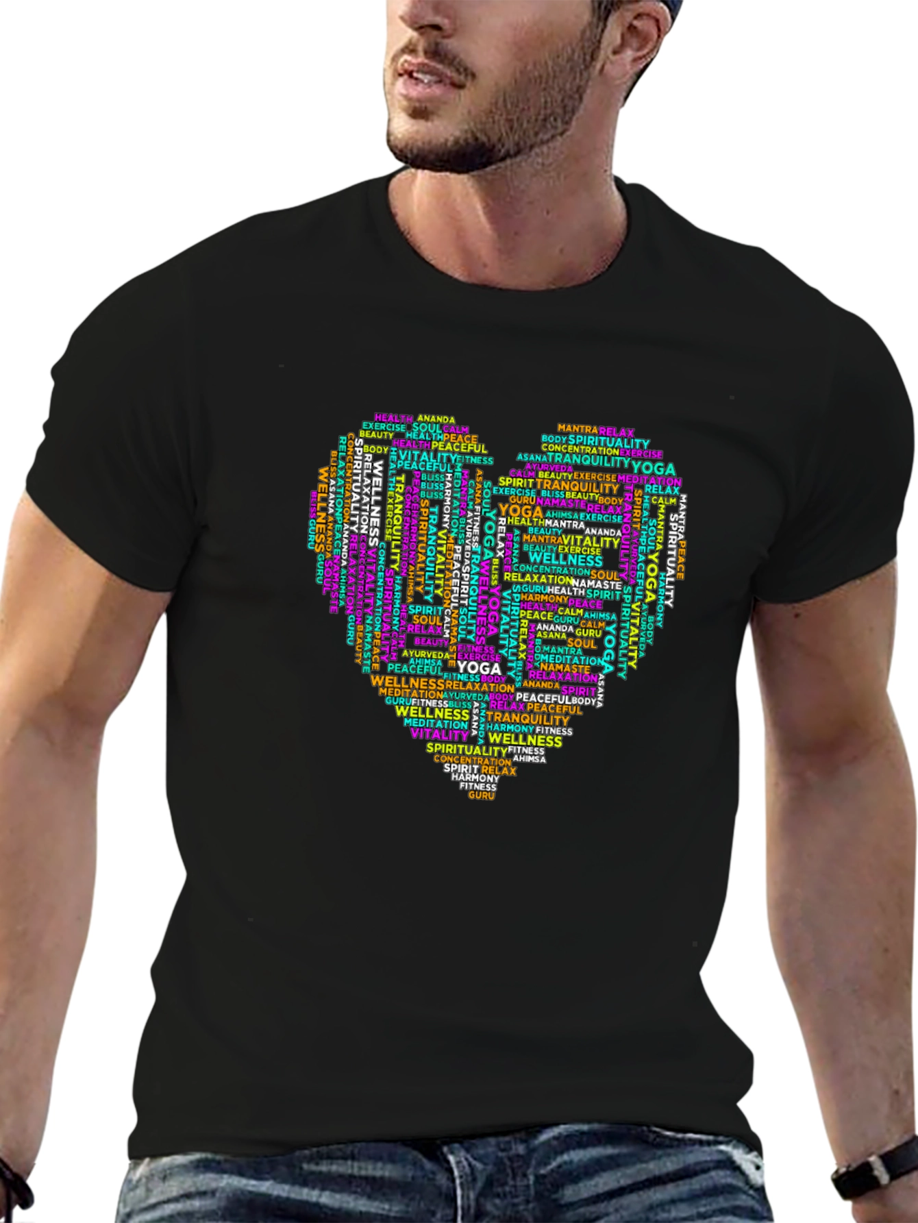 Yoga Word Art Heart T-Shirt