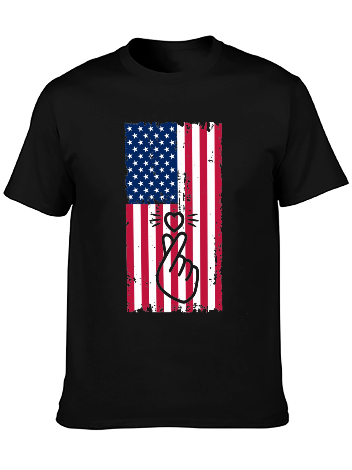 American Flag Cat Heart T-Shirt