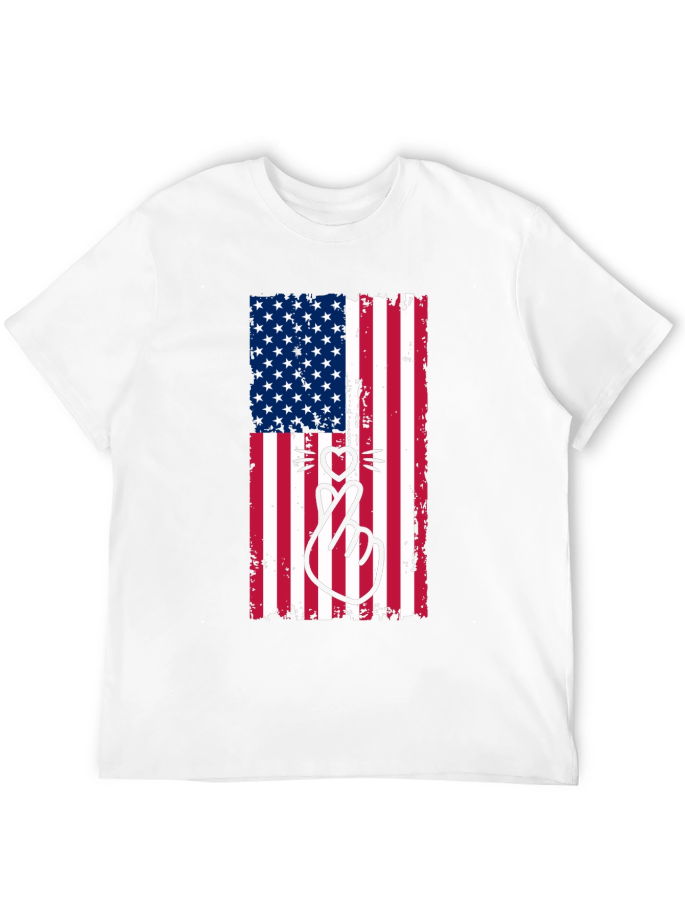 American Flag Cat Heart T-Shirt