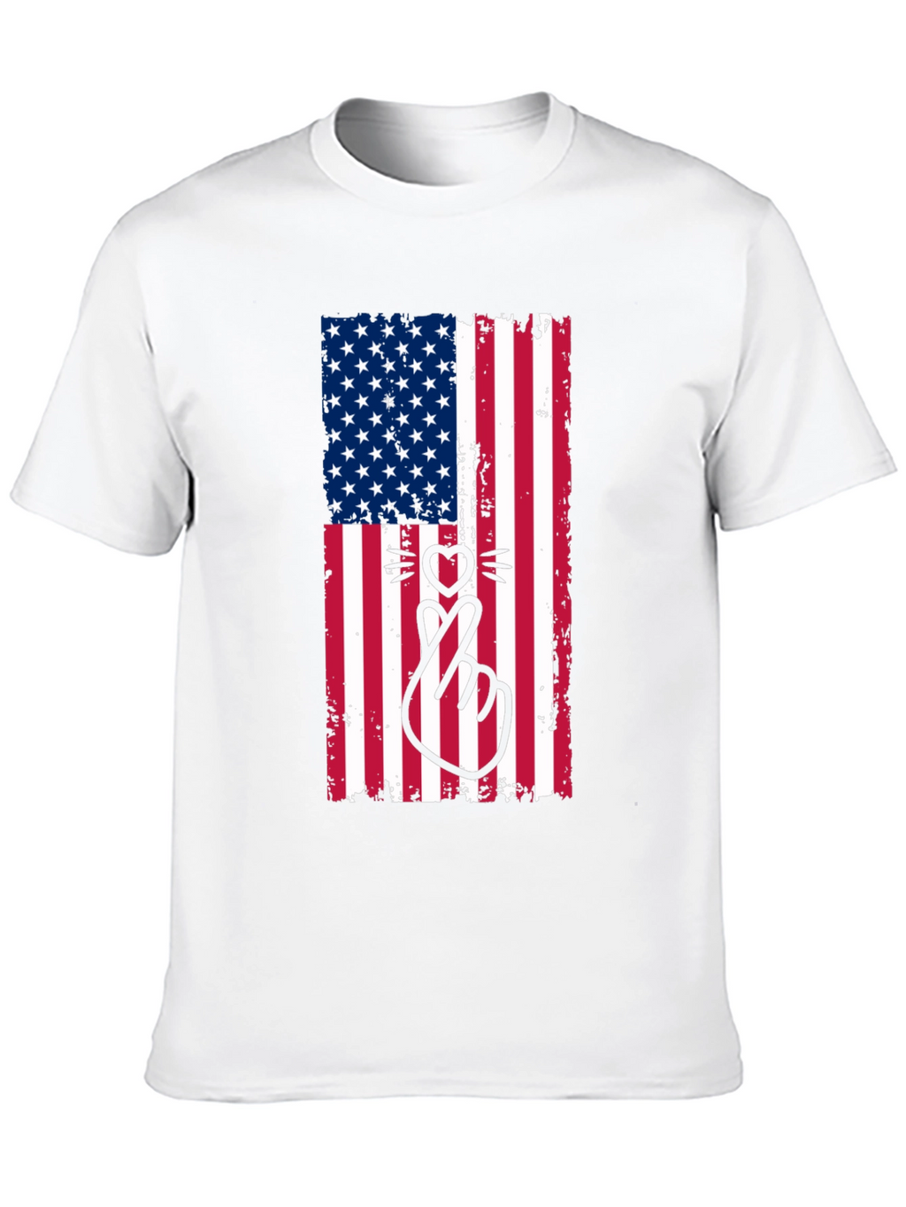 American Flag Cat Heart T-Shirt