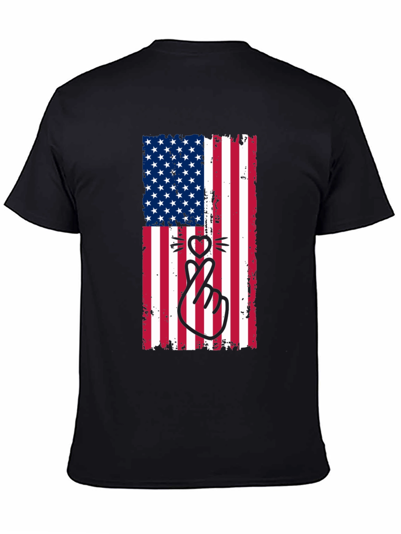 American Flag Cat Heart T-Shirt
