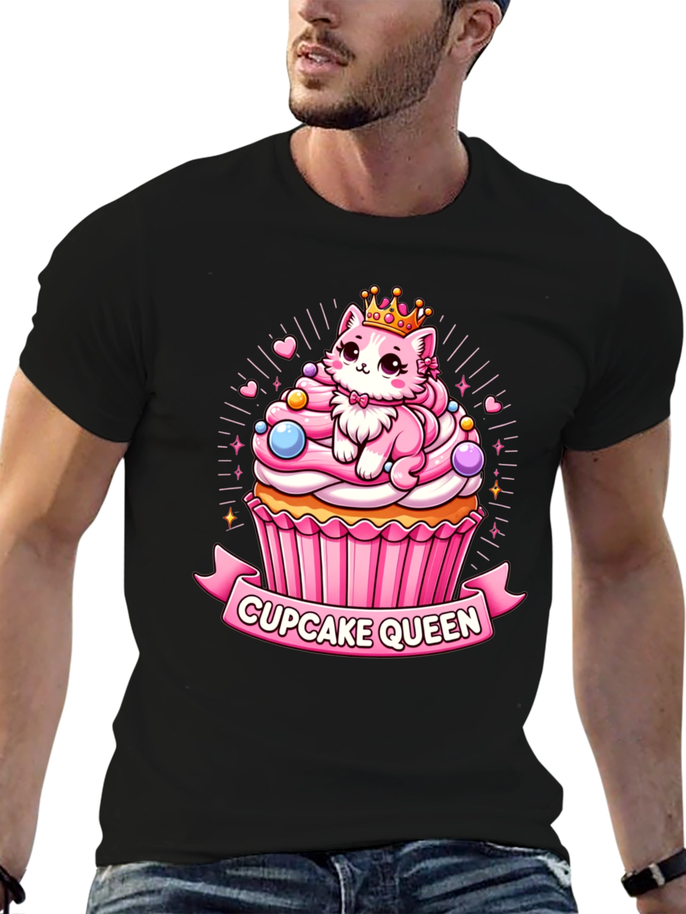 Cupcake Queen T-Shirt - Cute Cartoon Cat Graphic
