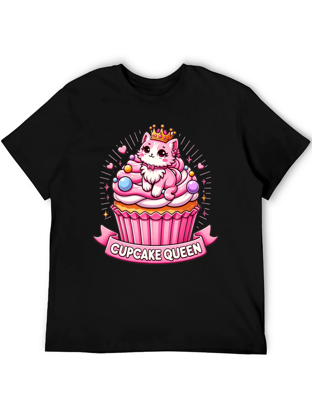 Cupcake Queen T-Shirt - Cute Cartoon Cat Graphic