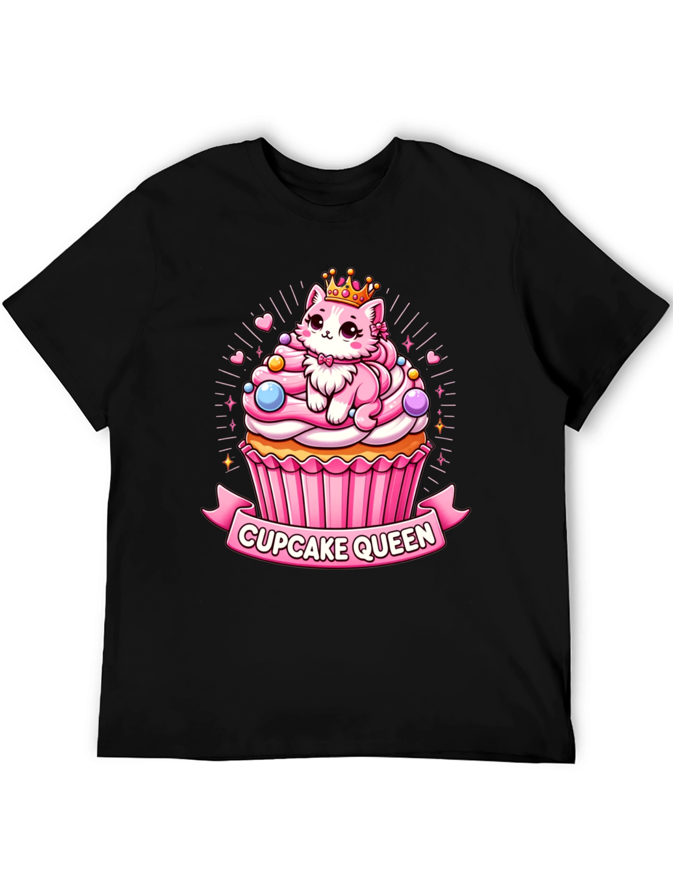 Cupcake Queen T-Shirt - Cute Cartoon Cat Graphic