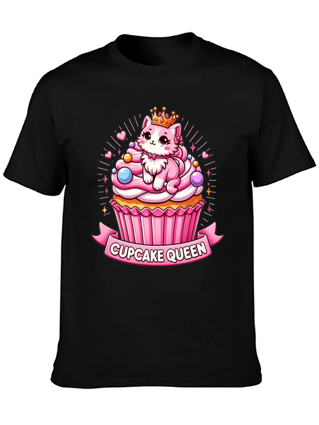 Cupcake Queen T-Shirt - Cute Cartoon Cat Graphic