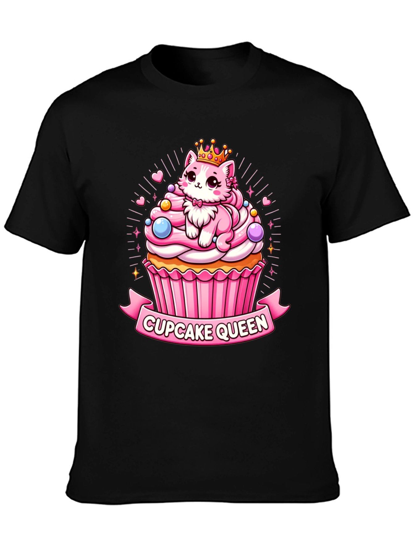 Cupcake Queen T-Shirt - Cute Cartoon Cat Graphic
