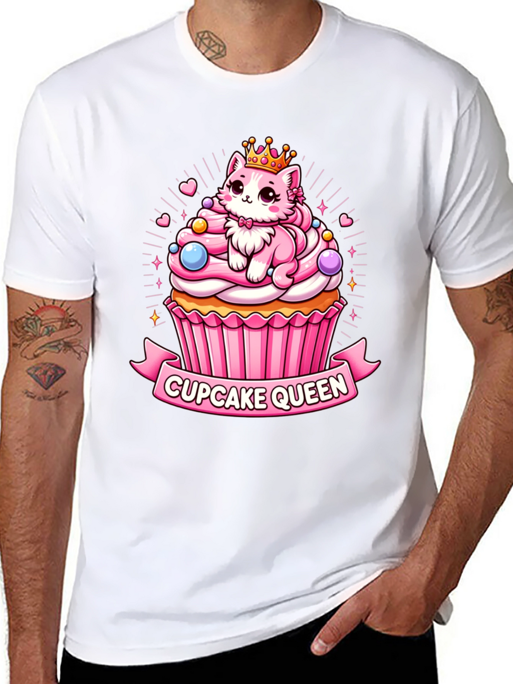 Cupcake Queen T-Shirt - Cute Cartoon Cat Graphic