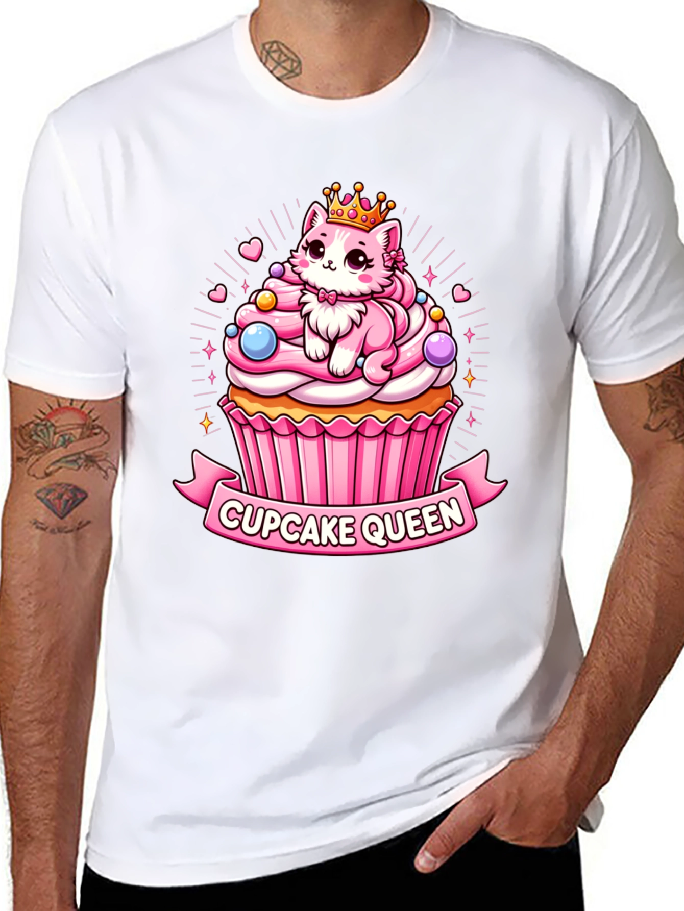 Cupcake Queen T-Shirt - Cute Cartoon Cat Graphic