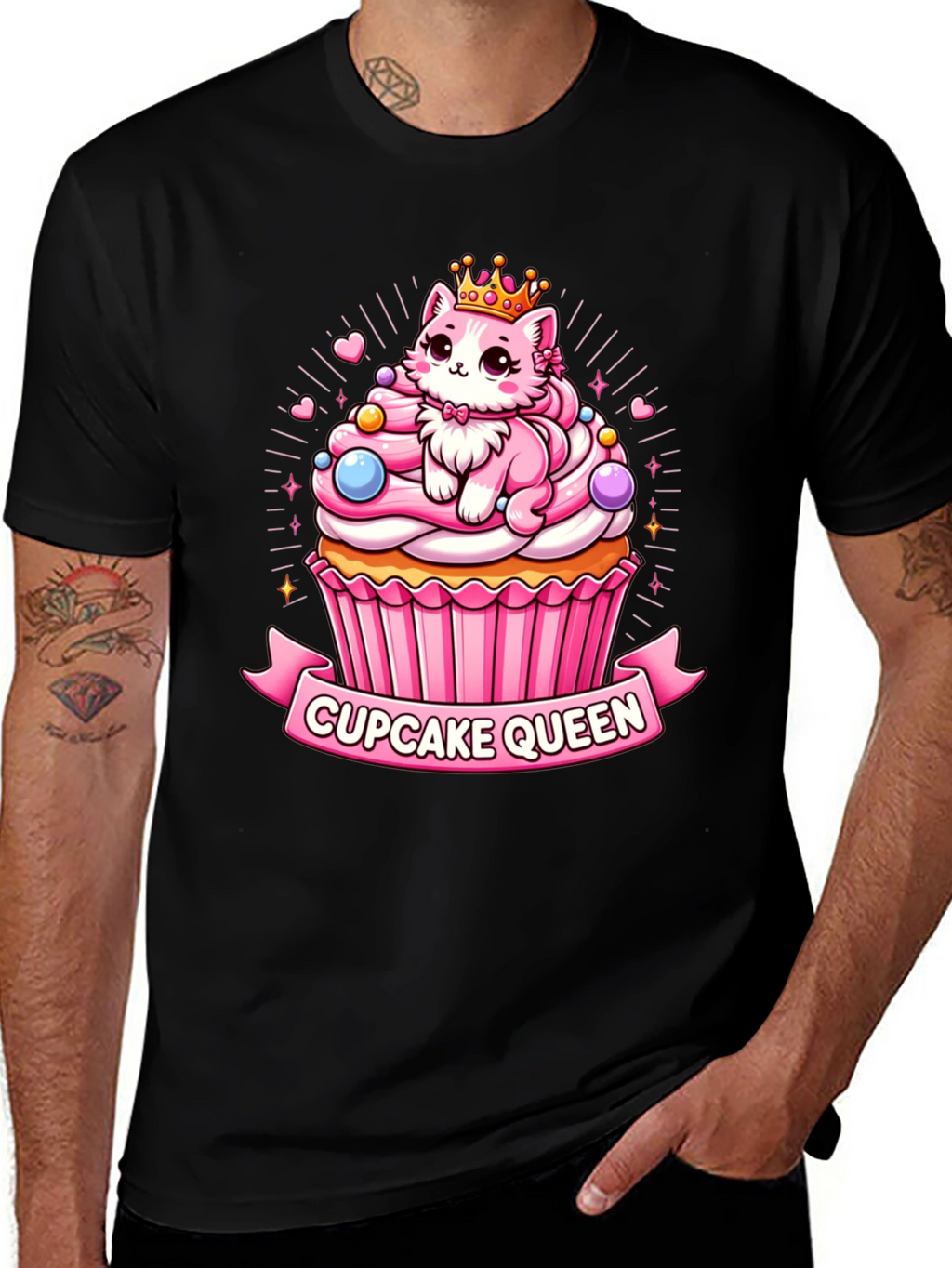 Cupcake Queen T-Shirt - Cute Cartoon Cat Graphic