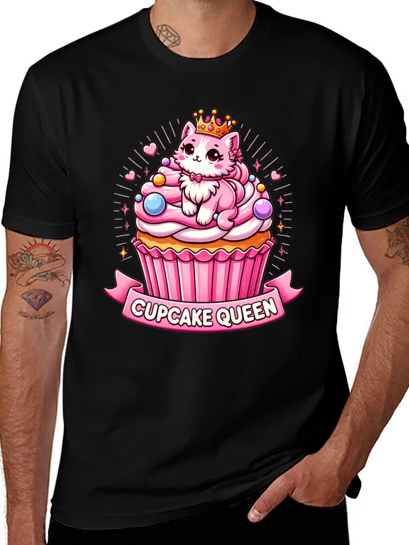 Cupcake Queen T-Shirt - Cute Cartoon Cat Graphic