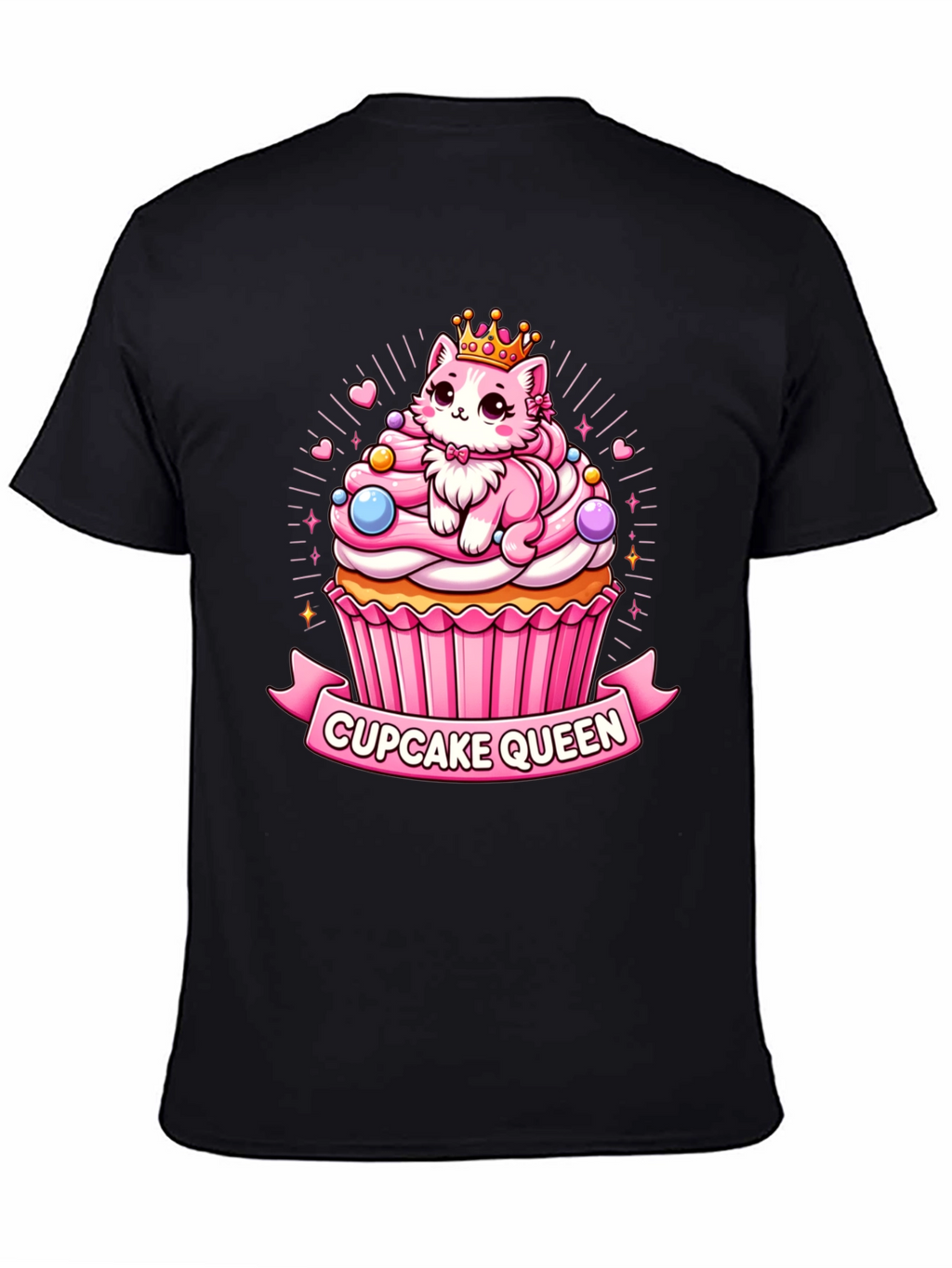 Cupcake Queen T-Shirt - Cute Cartoon Cat Graphic