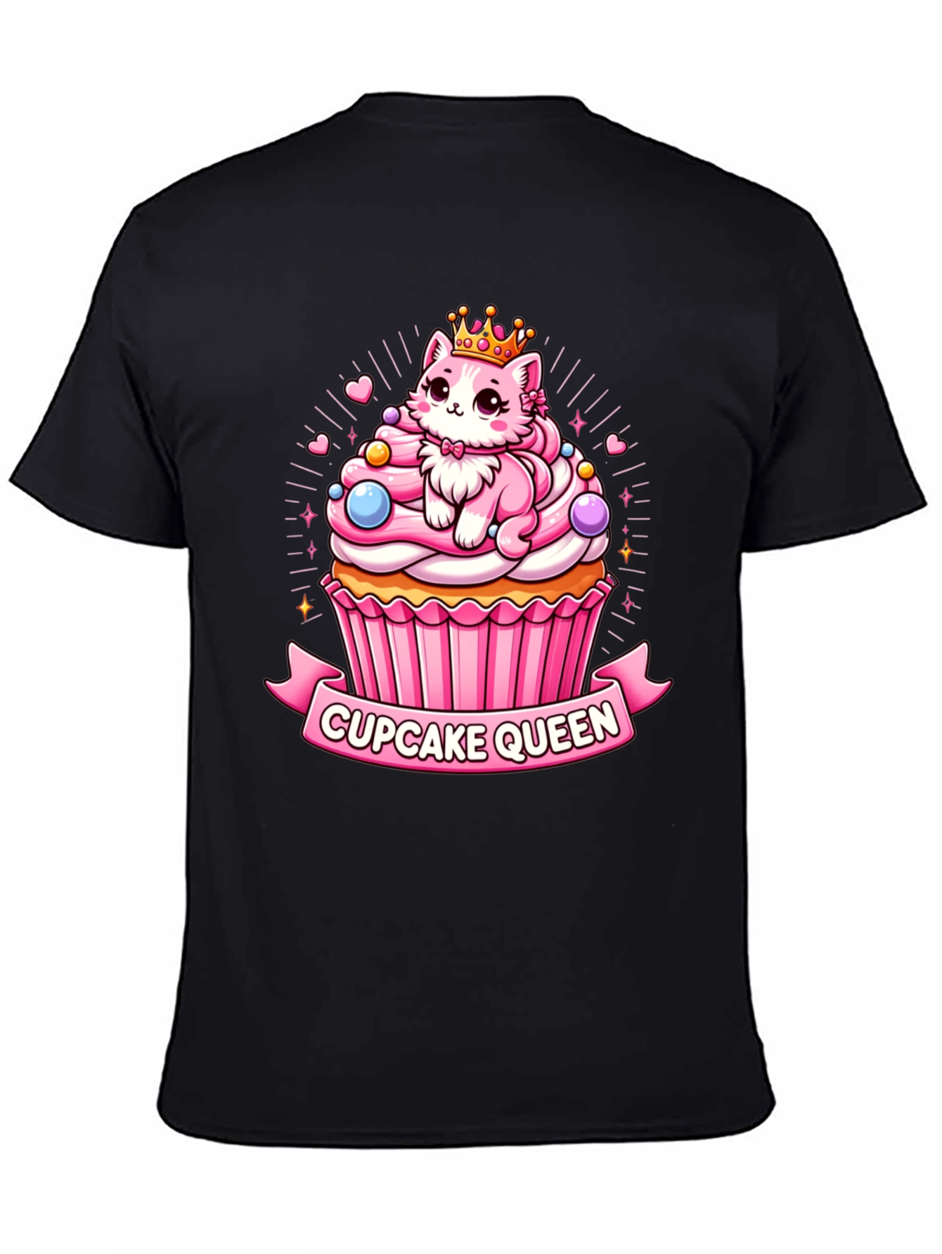Cupcake Queen T-Shirt - Cute Cartoon Cat Graphic