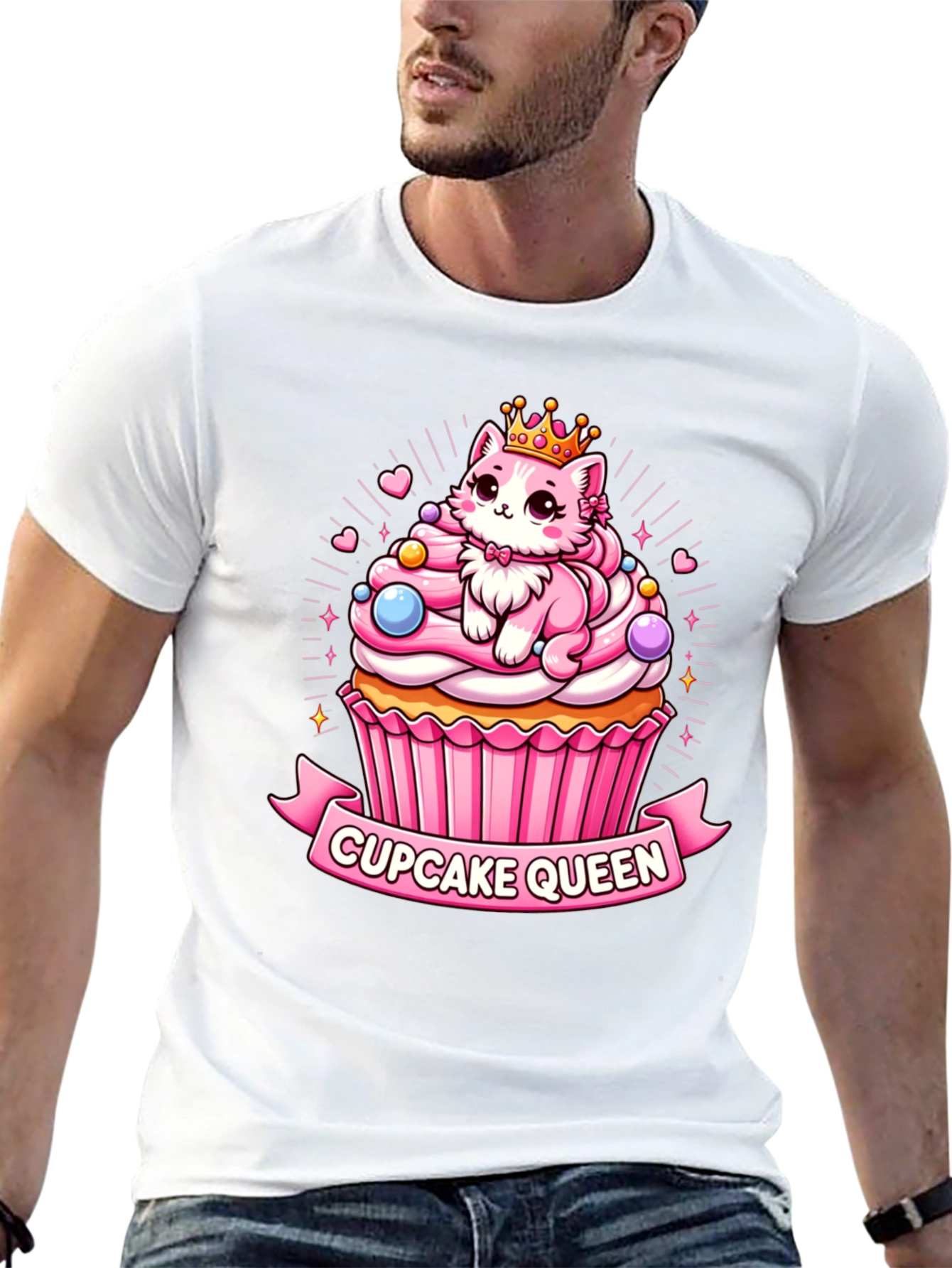 Cupcake Queen T-Shirt - Cute Cartoon Cat Graphic