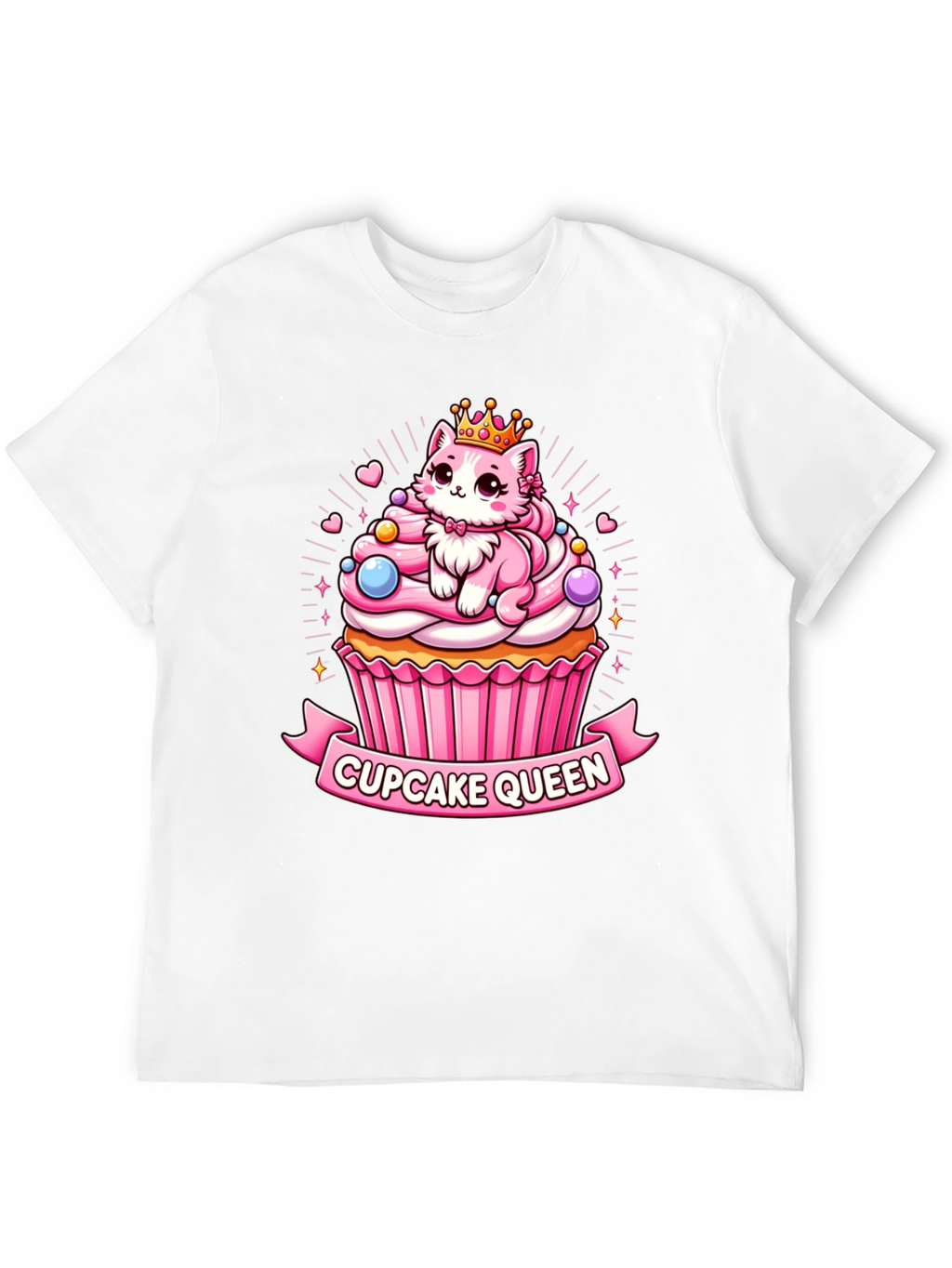 Cupcake Queen T-Shirt - Cute Cartoon Cat Graphic