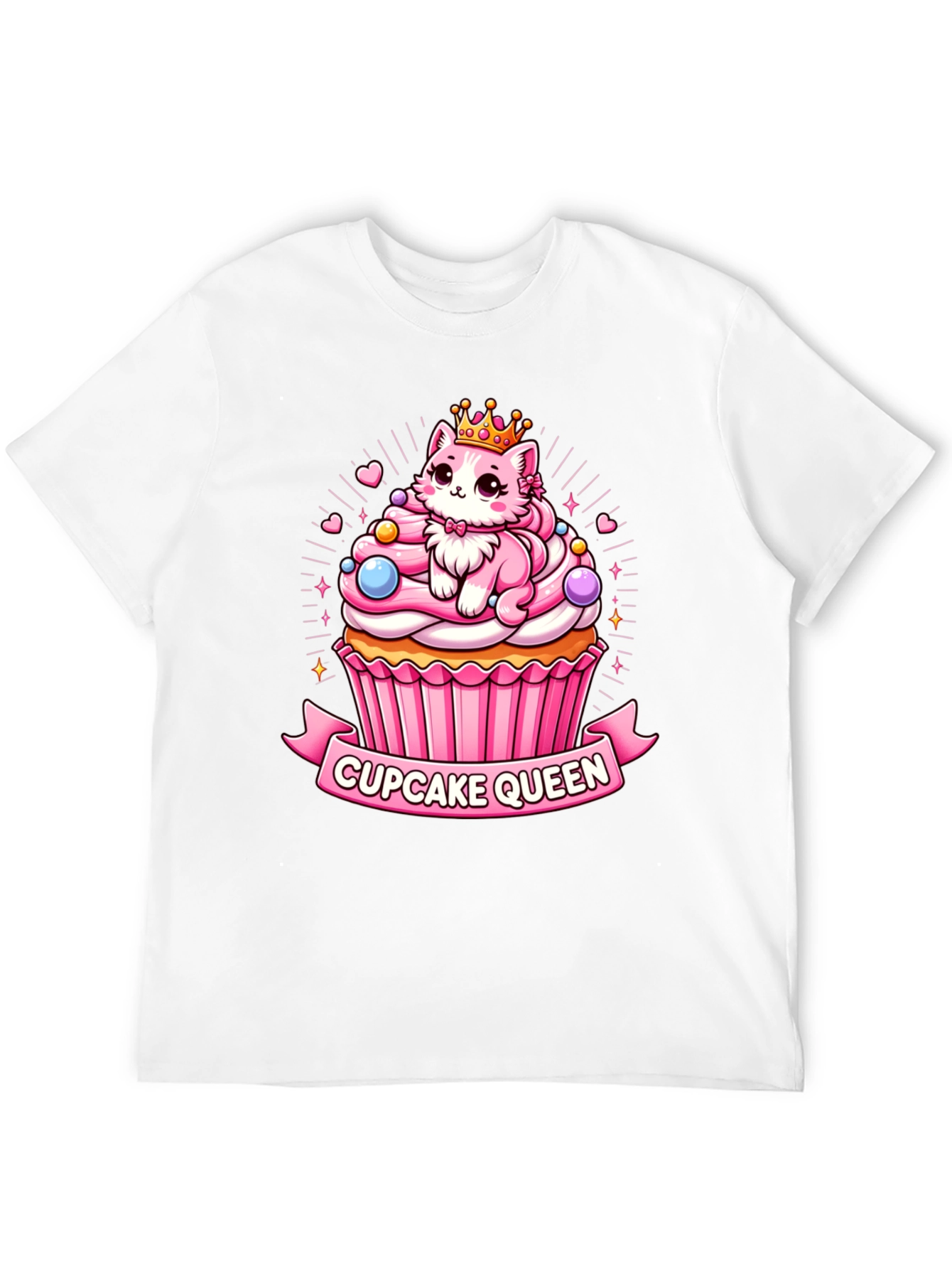 Cupcake Queen T-Shirt - Cute Cartoon Cat Graphic