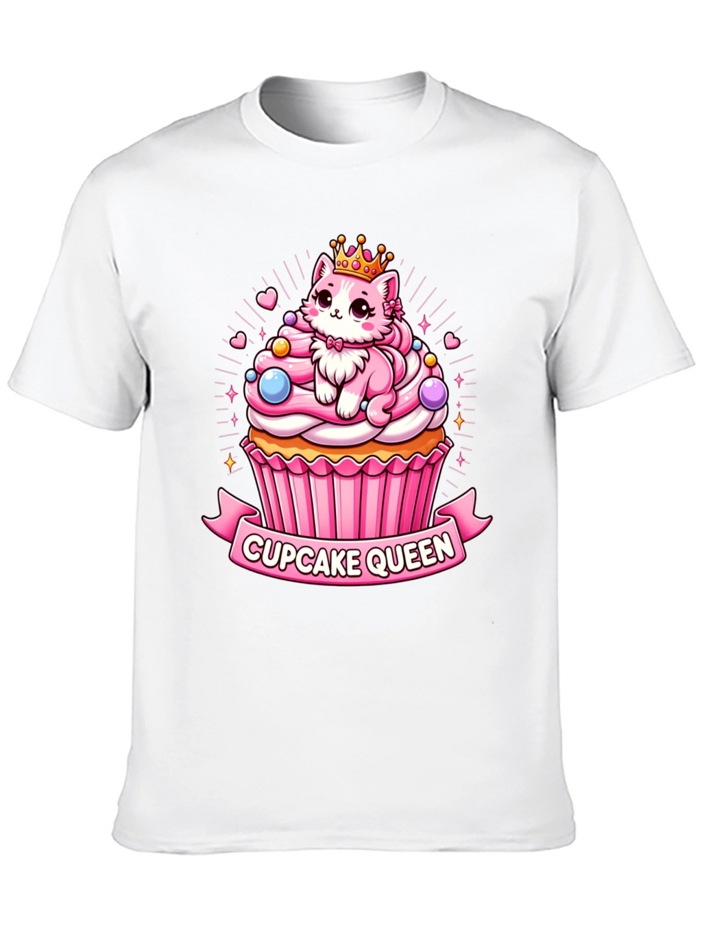Cupcake Queen T-Shirt - Cute Cartoon Cat Graphic