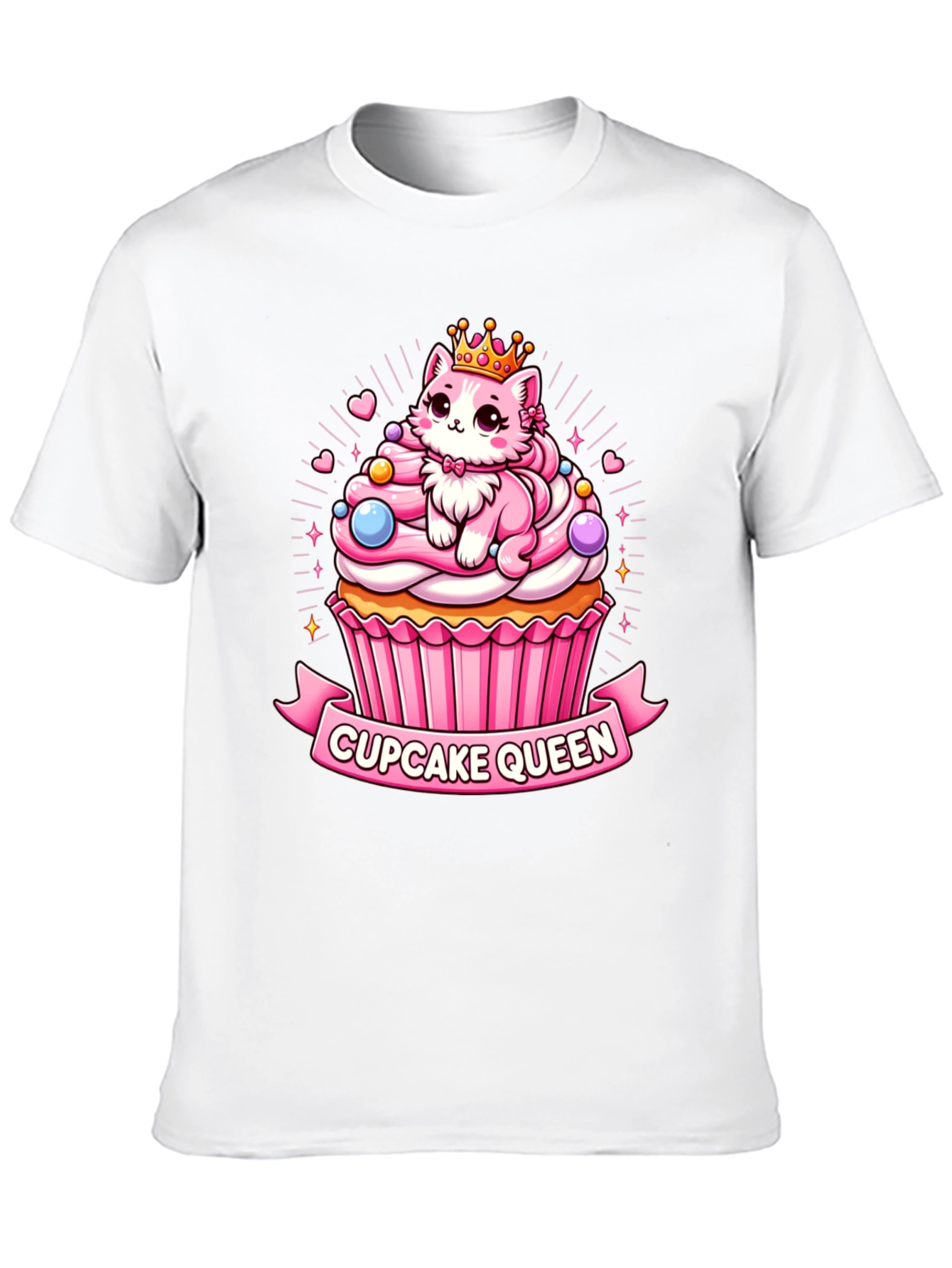 Cupcake Queen T-Shirt - Cute Cartoon Cat Graphic