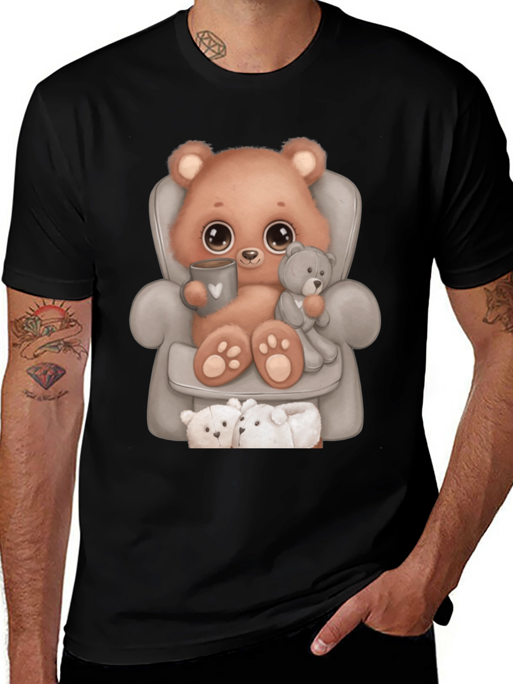 Cute Bear in Chair Graphic Tee