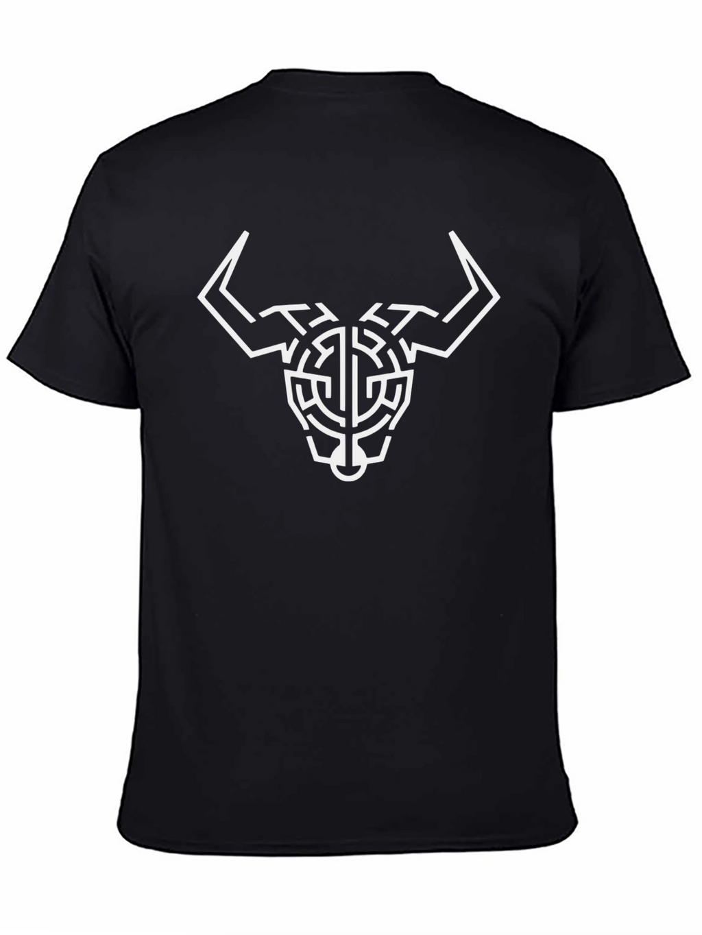Geometric Bull Head Graphic Tee - Black