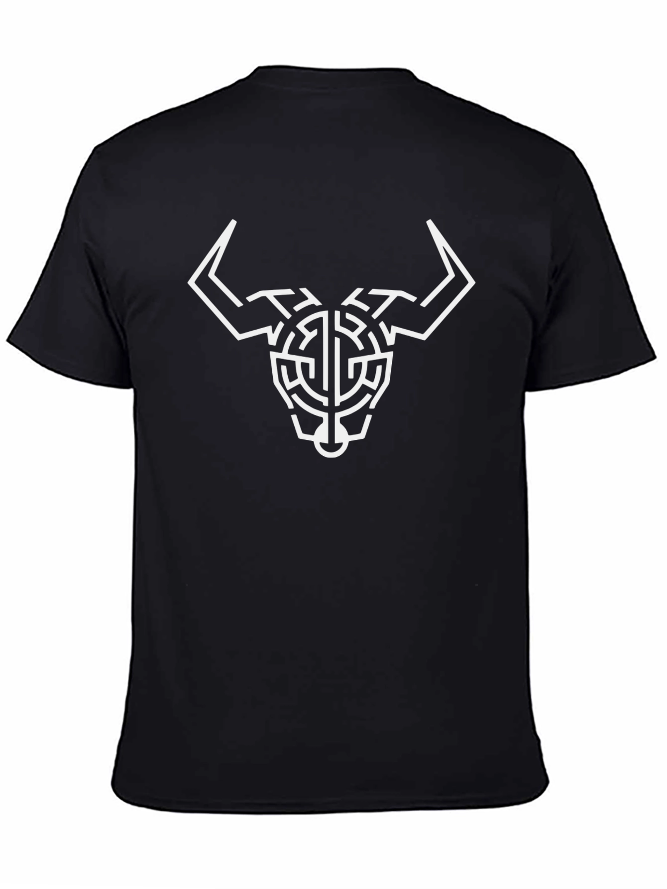 Geometric Bull Head Graphic Tee - Black