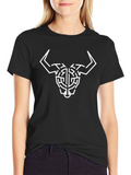 Geometric Bull Head Graphic Tee - Black