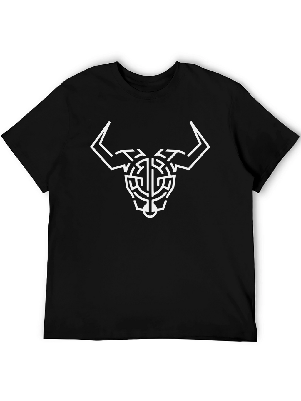 Geometric Bull Head Graphic Tee - Black