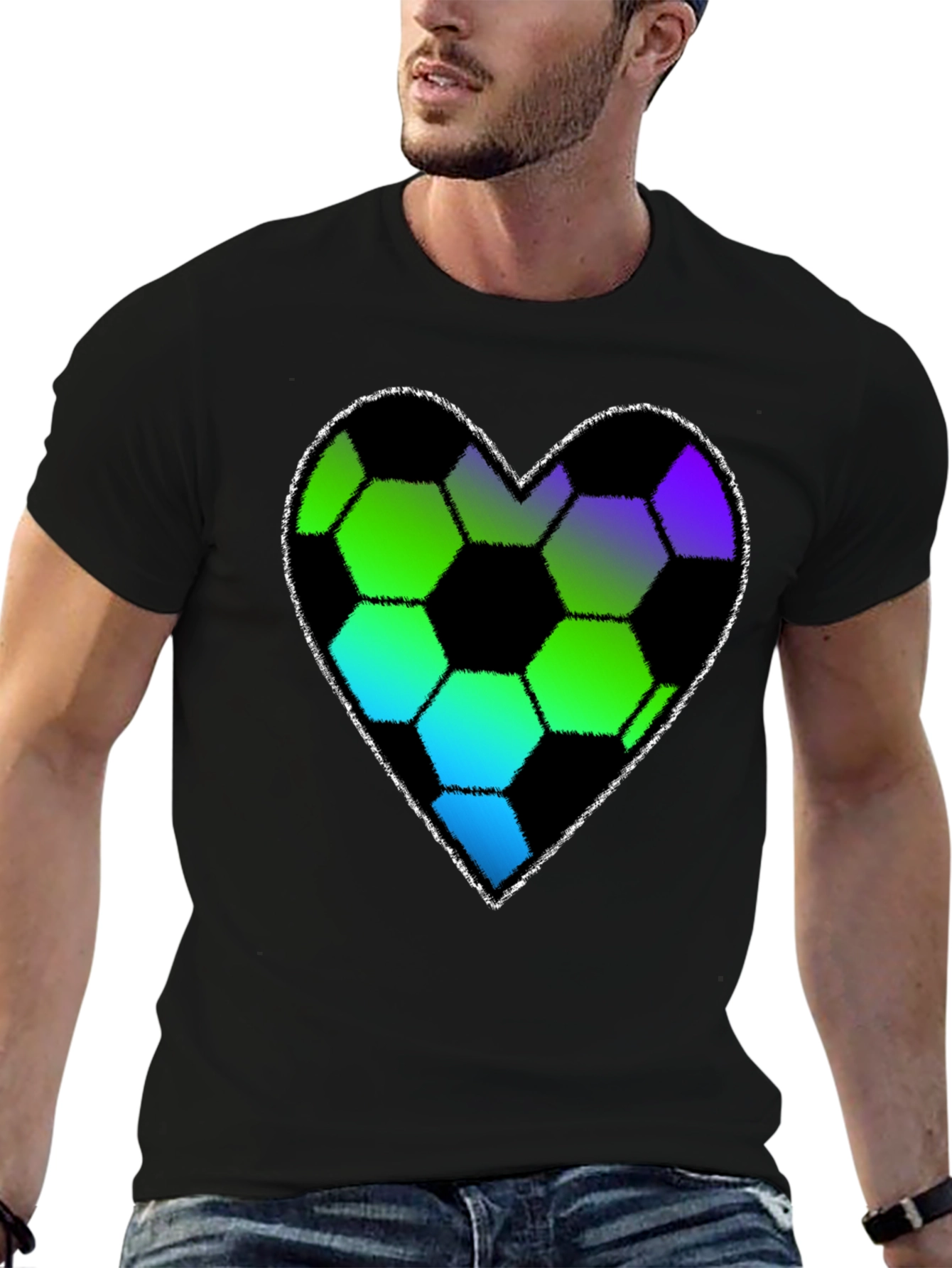 Soccer Heart T-Shirt - Black Graphic Tee