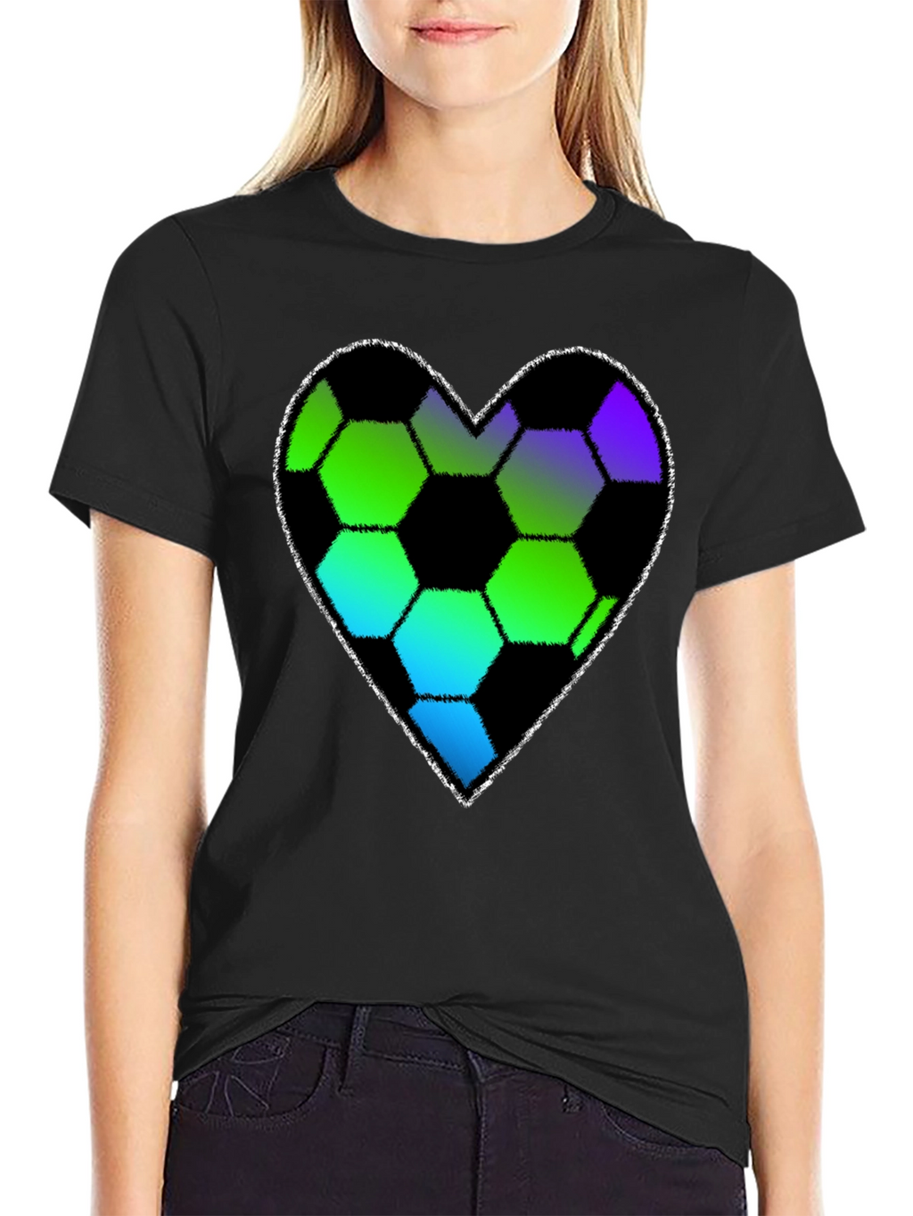 Soccer Heart T-Shirt - Black Graphic Tee