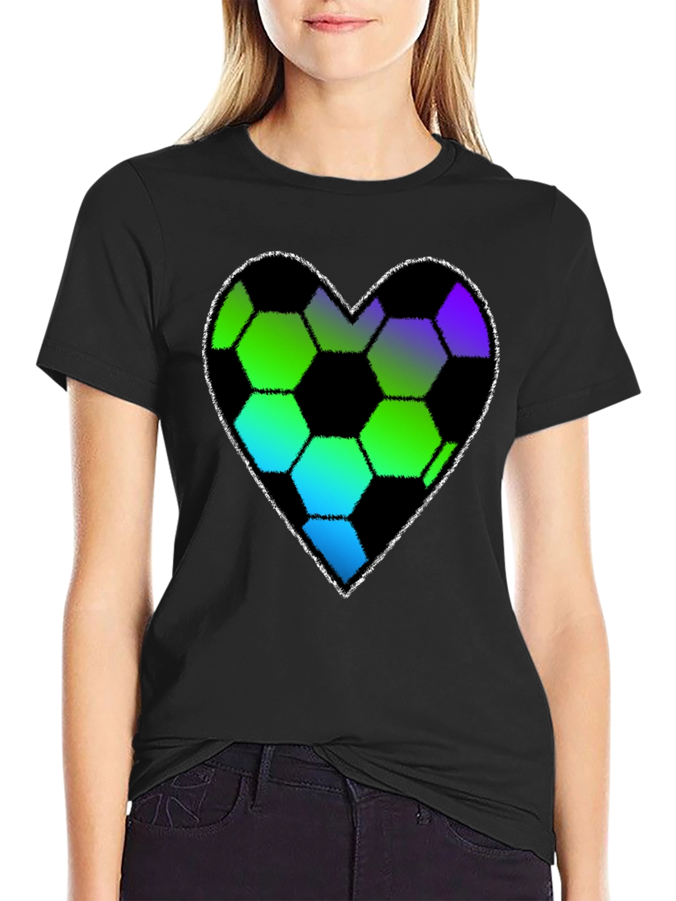 Soccer Heart T-Shirt - Black Graphic Tee