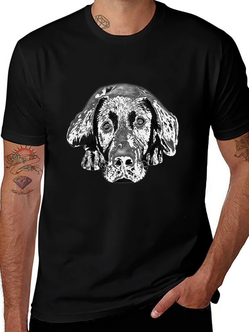 Dog Portrait Black T-Shirt