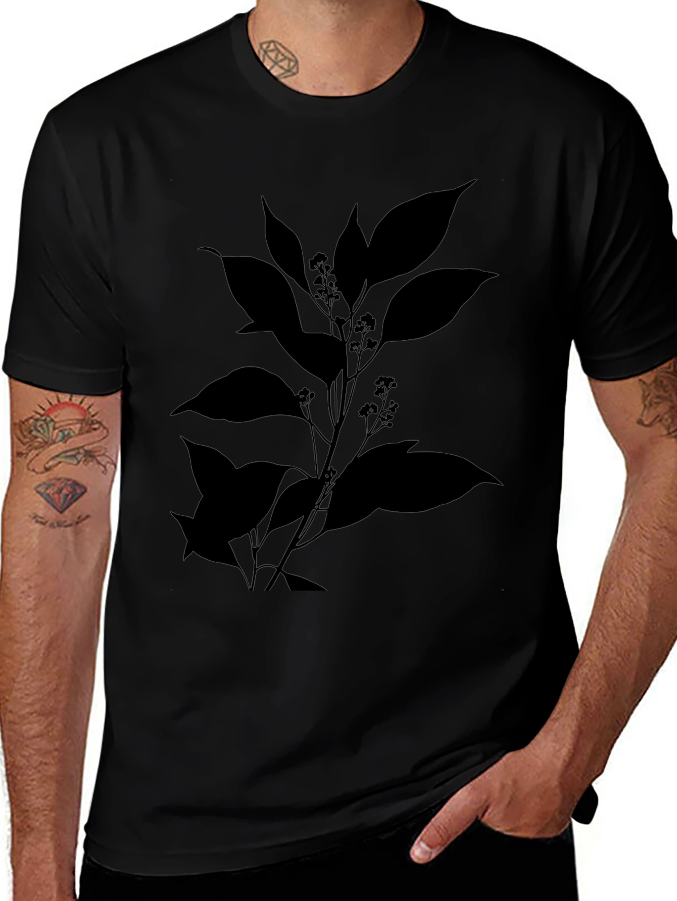 Botanical Silhouette Black T-Shirt