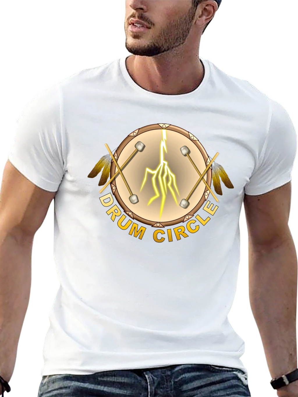 Drum Circle Graphic T-Shirt - Unisex Black Tee