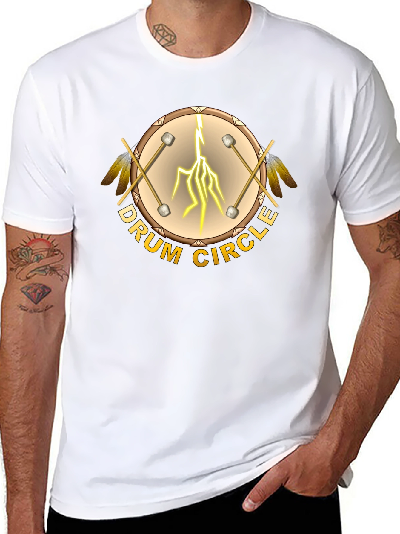 Drum Circle Graphic T-Shirt - Unisex Black Tee
