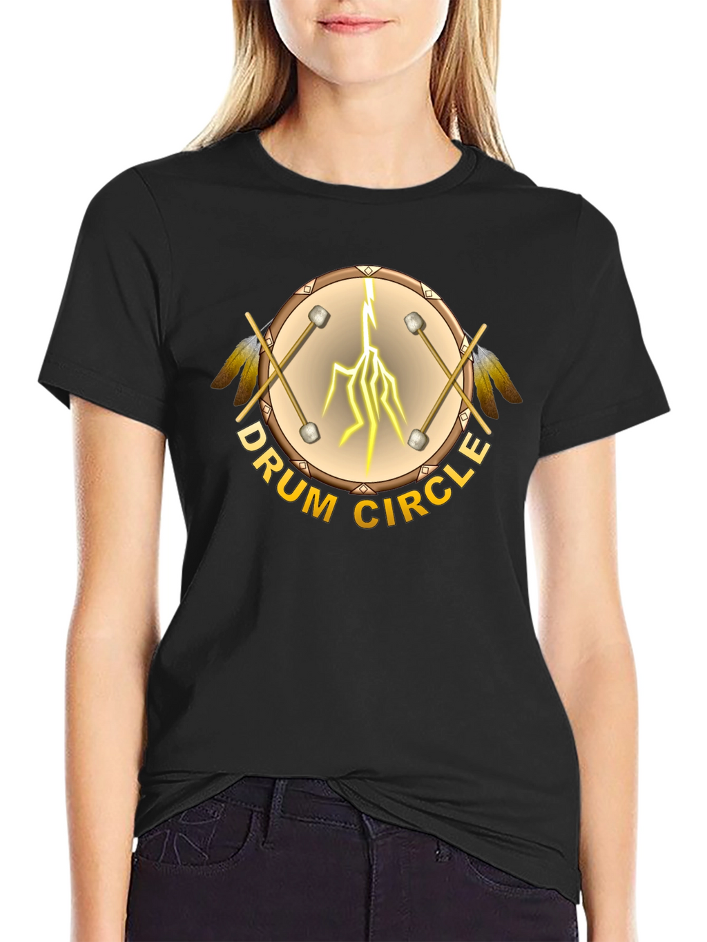 Drum Circle Graphic T-Shirt - Unisex Black Tee