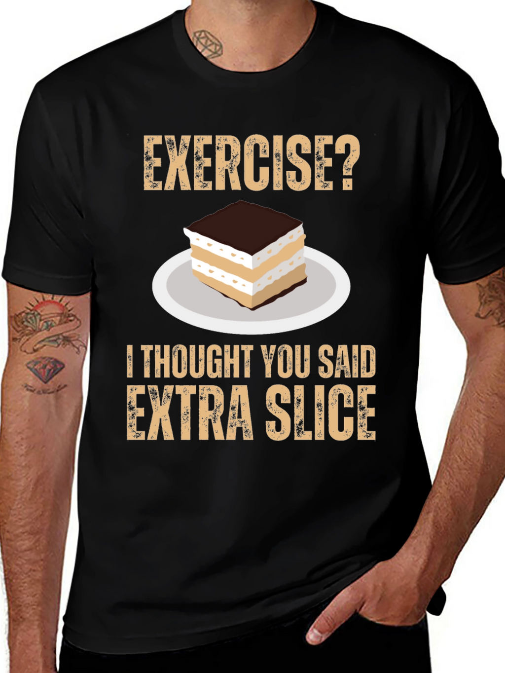 Exercise? Extra Slice T-Shirt - Funny Foodie Tee