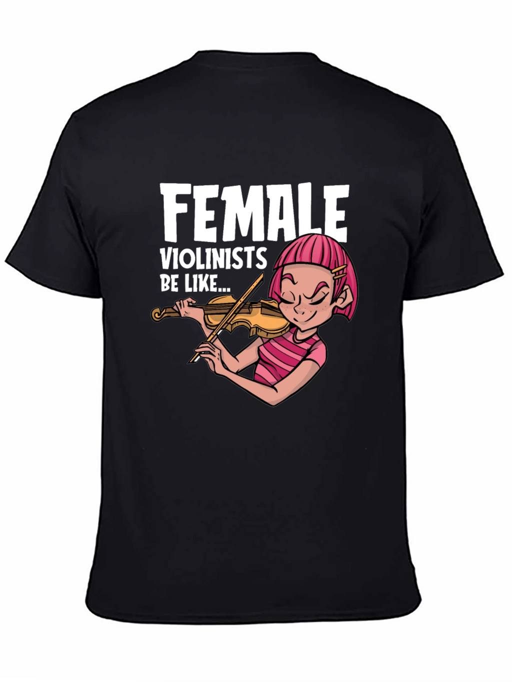 Funny Female Violinist Graphic Tee - Black