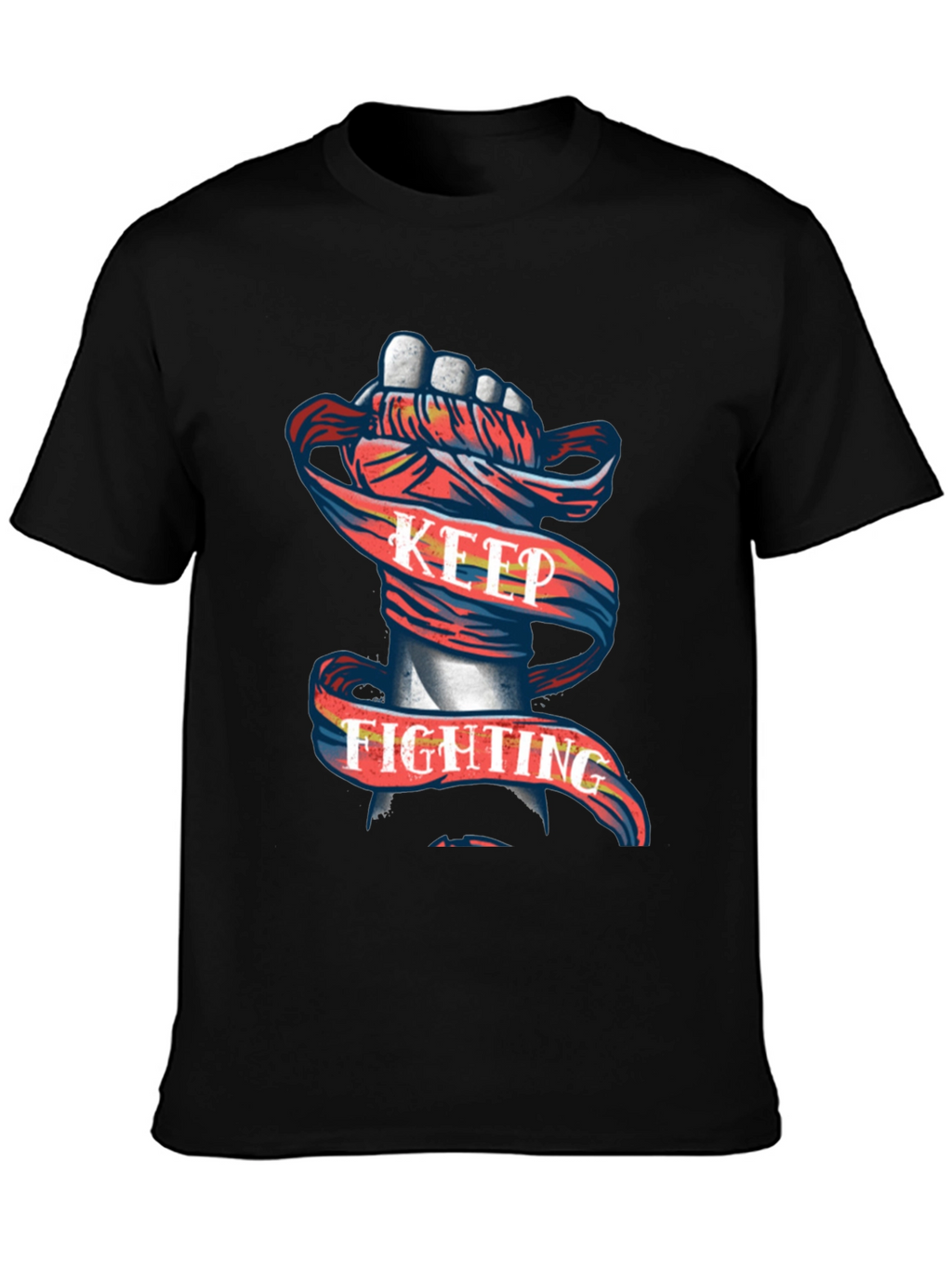 Keep Fighting Graphic Tee - Mens Black T-Shirt