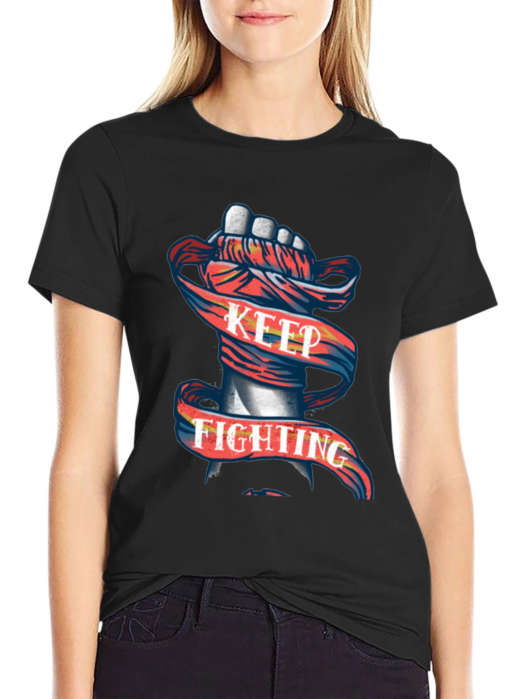 Keep Fighting Graphic Tee - Mens Black T-Shirt