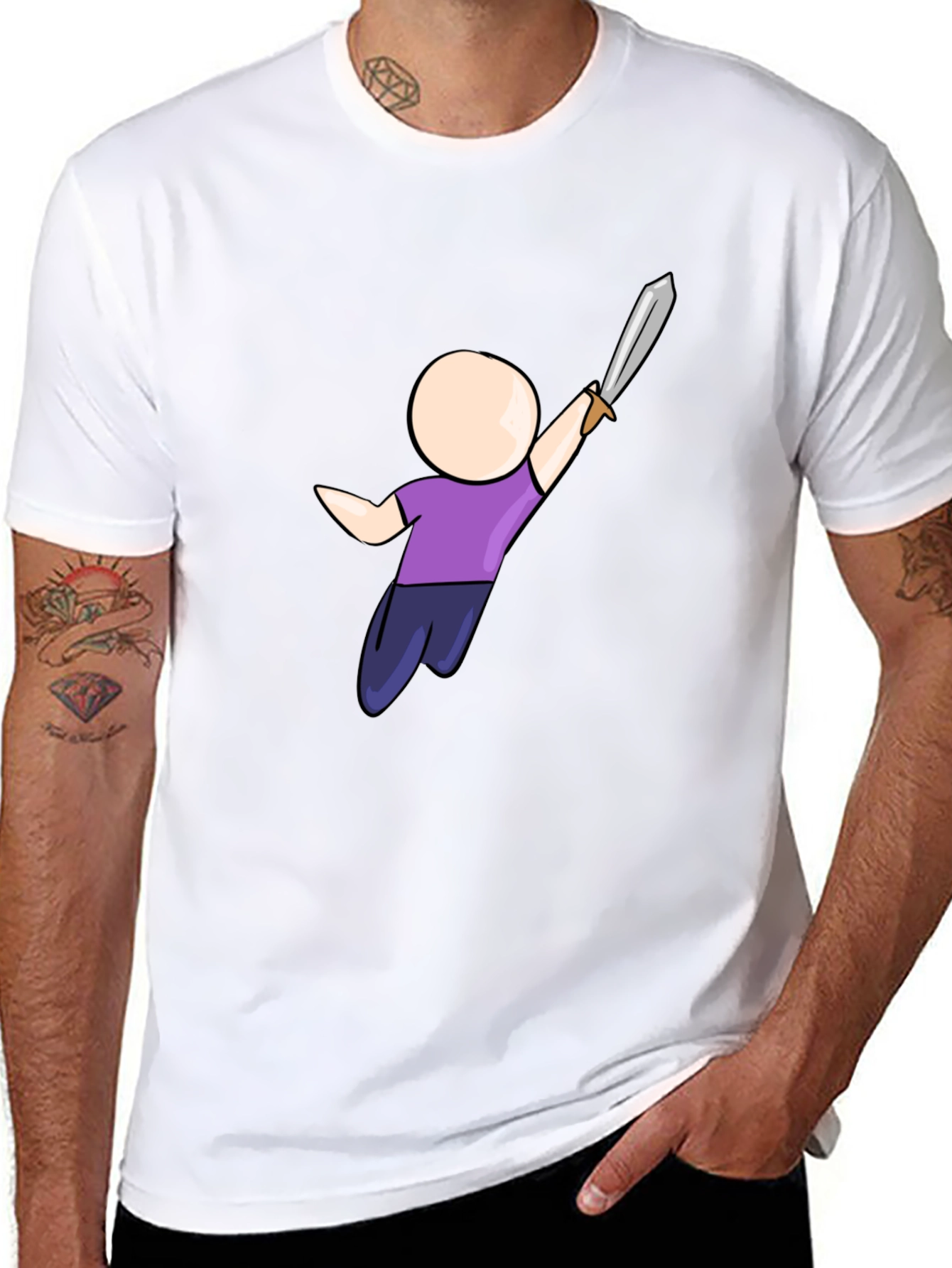 Cartoon Warrior Black T-Shirt
