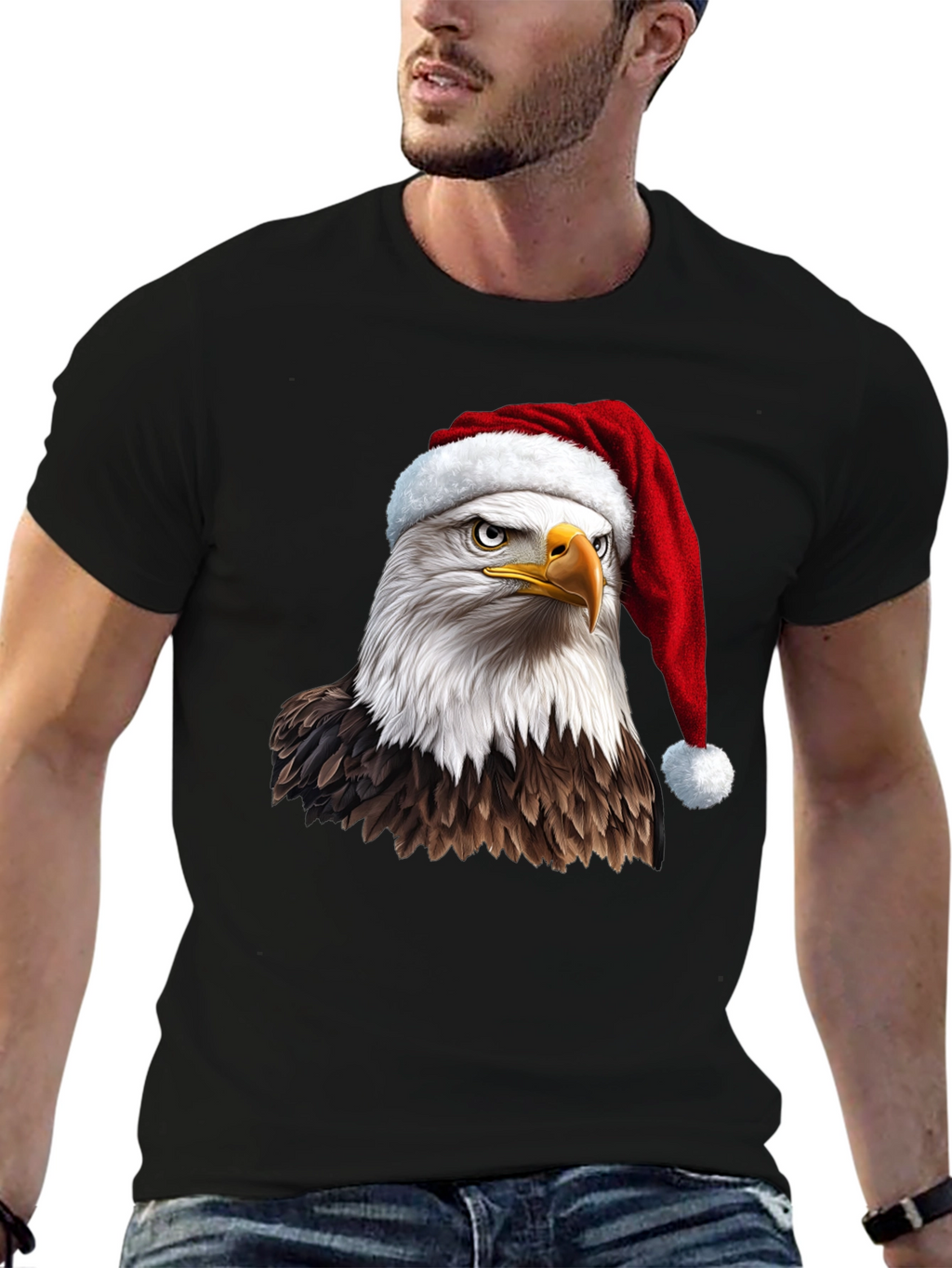 Eagle Santa Hat Graphic Tee