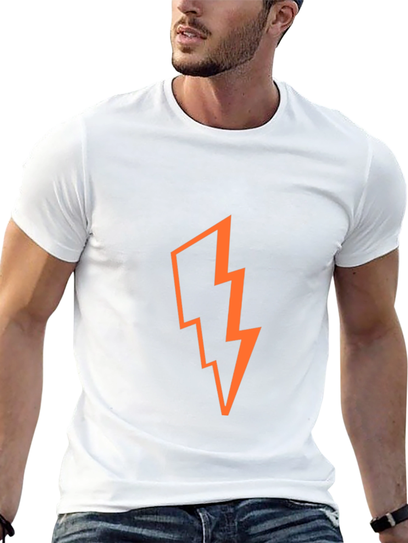 Bold Lightning Bolt Graphic T-Shirt - Black