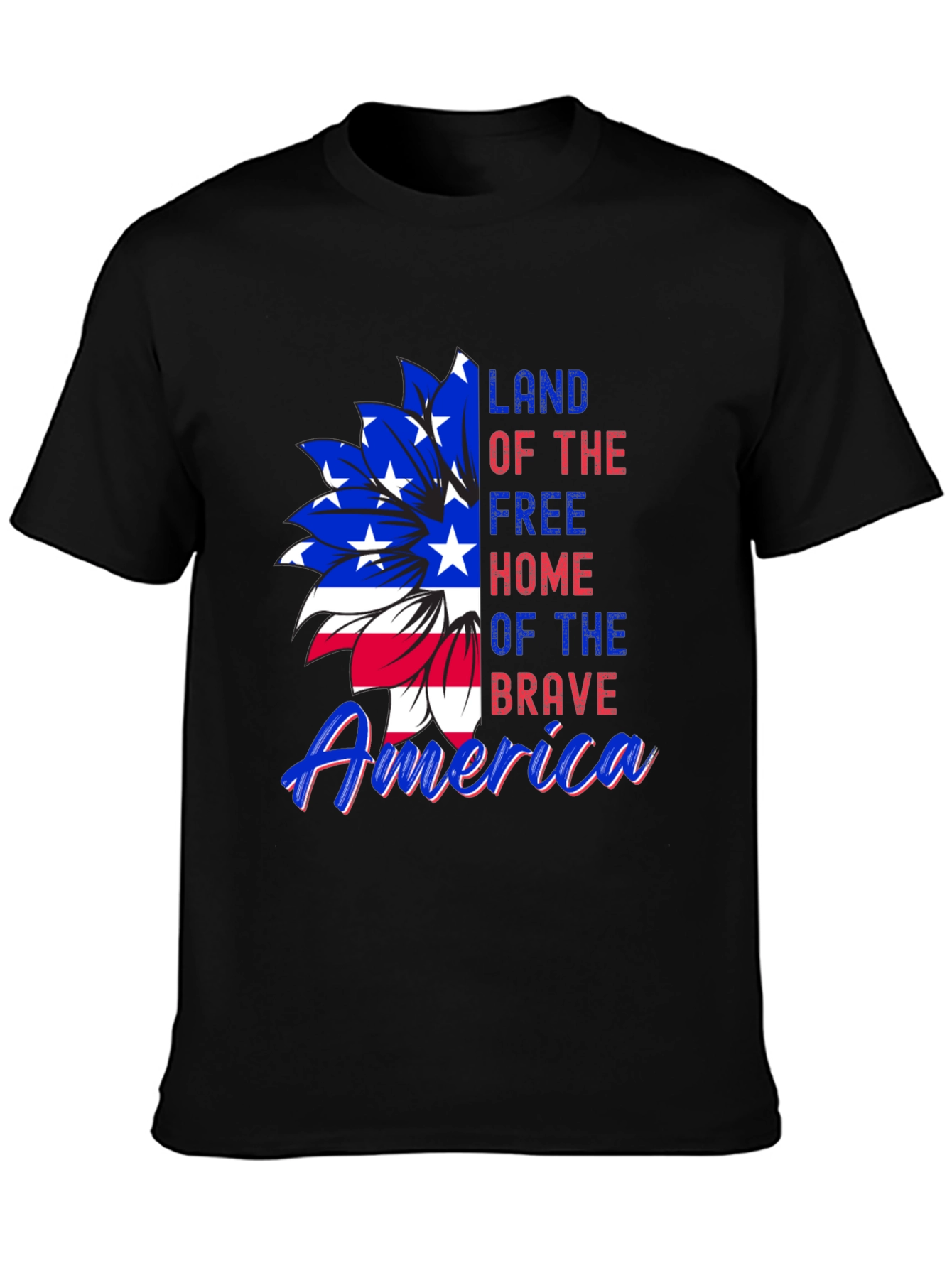 Patriotic USA Flag Flower Graphic Tee