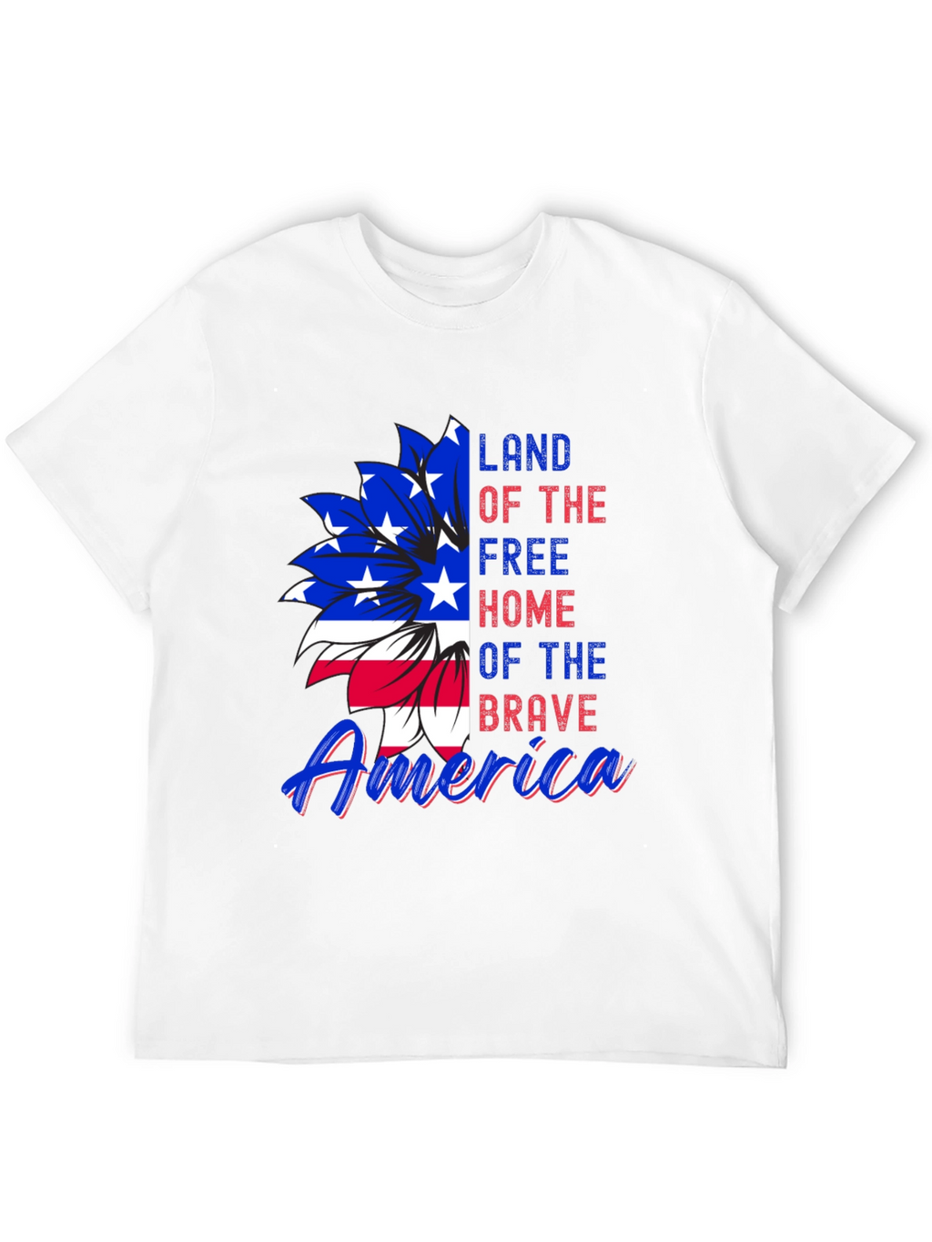 Patriotic USA Flag Flower Graphic Tee